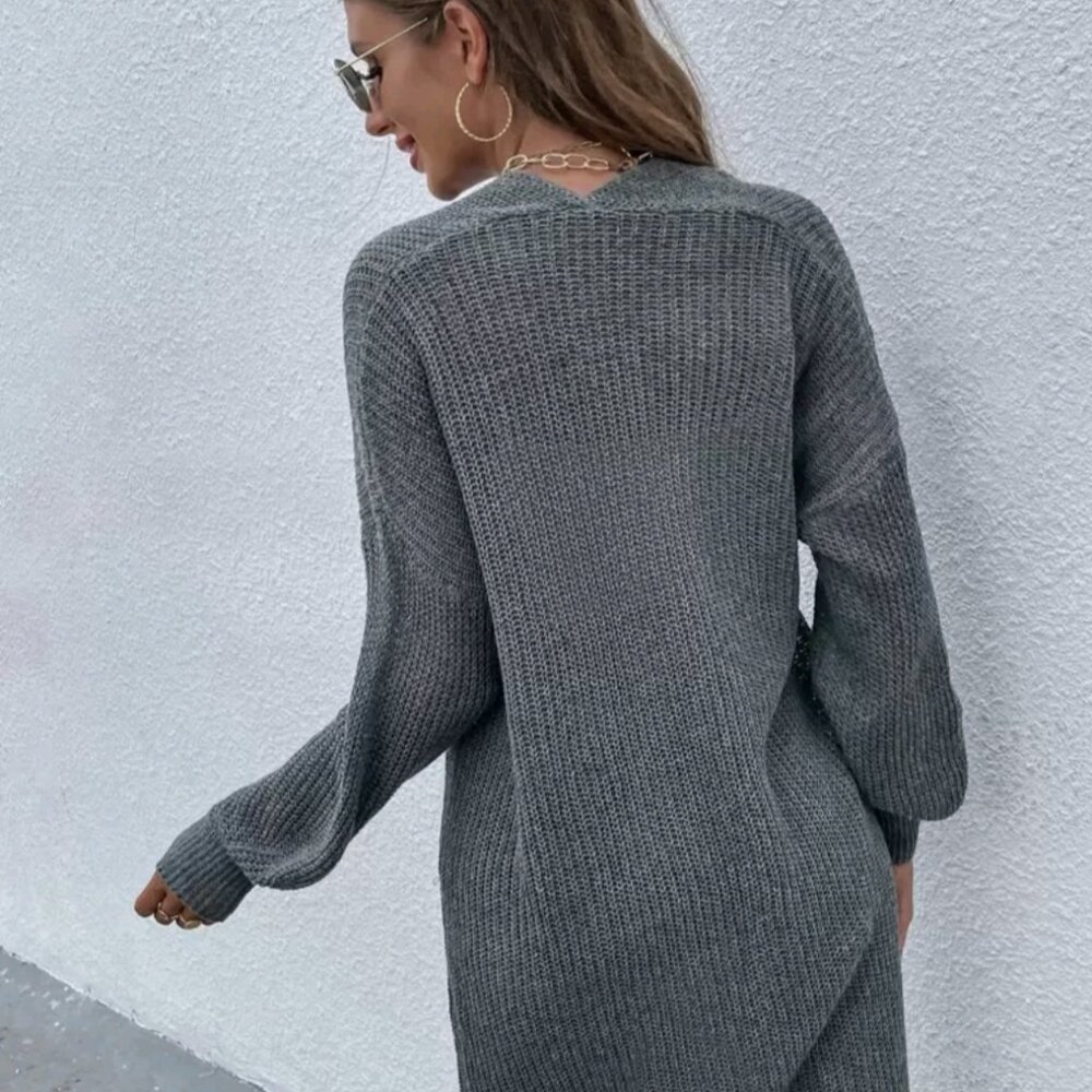Open Front Rib-Knit Cardigan - Picture 3 of 7